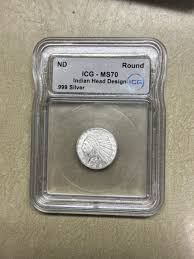 1/10 (0.10) Troy Ounce Oz .999 Silver Buffalo Nickel Round ...