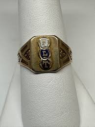 Antique 10K Yellow Gold Odd Fellows "FLT" 3 Rings Enamel ...