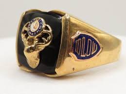 MENS 10K YELLOW GOLD ELK's RING w BLACK ONYX & ENAMEL - SIZE ...