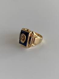 Vintage Solid 10k Yellow Gold Blue Spinel 1961 Class Ring ...