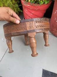 Collectible 13.5 x 13.5” Wood Hand Carved Iron Work Chakki ...