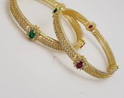 Indian Bangles, Semi Precious Ruby and Emerald Bangles Set ...