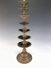Sold at Auction: INDIAN BRASS TIERED INCENSE BURNER OIL LAMP