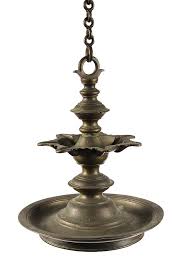 Lot - BRONZE GREASE LAMP CHANDELIER - Early Persian or ...
