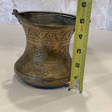 Vintage Small Brass Bucket Engraved 4.5” Tall. Vase Catch ...