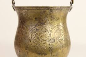 Antique Middle Eastern Arabic Brass Silver Metal Cauldron ...