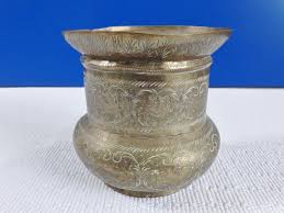 Antique Indian Brass Hand Engraved Chased Bird Planter Plant ...