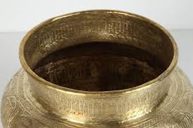 Middle Eastern Hebraic Hand-Etched Brass Pot at 1stDibs ...