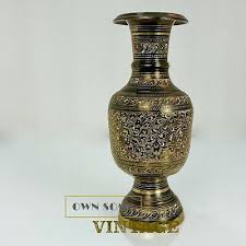 Vintage India Brass Bud Vase | Hand Engraved Floral Design | eBay