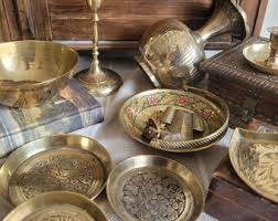 Trinket Bowl Indian Brass Ornate Floral Engraved Homeware ...