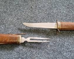 Hand Carved Wooden Fish Knife and Fork Set: Mid-century ...