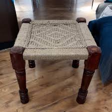 Handwoven Charpai Bench & Stool – Rustic Indian Jute Cord ...