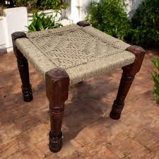 Handwoven Charpai Bench & Stool – Rustic Indian Jute Cord ...