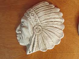 Vintage 1950s YMCA Indian Guide Chalkware Plaque Pair Father ...