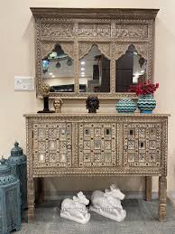 Hand Carved Wooden Mirror & Damchiya, Handcarved Indian ...