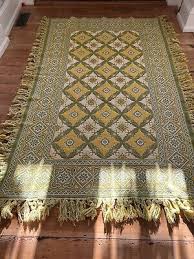 Vintage MCM Reversible Green Yellow Ethic Boho Twin Coverlet ...