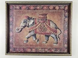 ART - Royal India Elephant Print 21.5x17.5 Wood Framed Art ...