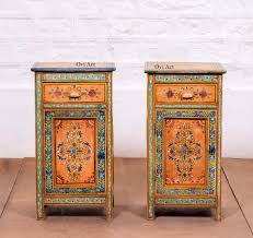 Hand-painted Indian Nightstand: Mango Wood Bedside Table ...