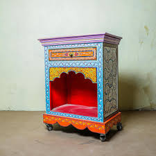 Hand-painted Wooden Nightstand: Indian Folk Art Boohoo ...
