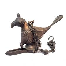 Antique Mughal India Bronze Brass Peacock Bird Hanging Oil ...