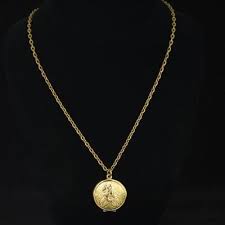 Monet 1970's Round Gold Tone Locket Necklace With Floral Motif – Hang Tag | QUIET WEST