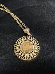 Vintage 1909 Indian Head Penny Gold Tone, Rhinestone Pendant ...