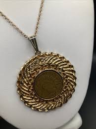 Vintage 1904 Indian Head Penny Coin USA Pendant In Gold ...