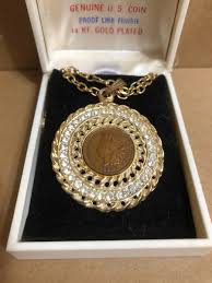 Vintage Gold Tone 1903 Indian Head Penny, Colorless ...