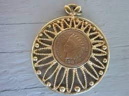 vintage Indian head penny filagree jewelry pendant 1901 cent ...