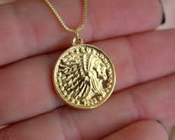Buy Indian Chief Gold Coin Necklace Indian Head Gold Medallion Necklace Gold Filled Box Chain Necklace Online in India - Etsy