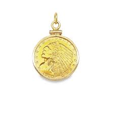 1910 2.50 dollar Indian Head 22k Gold Coin Pendant with 14k Yellow Gold Bezel at 1stDibs | indian head pendant, 1910 indian head gold coin, 1910 gold indian head coin