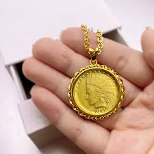 1911 Indian Head Coin Pendant Necklace – Brass Medallion & Gold-Plated Titanium Steel Chain, Retro Vintage Jewelry for Men and Women with Gift Box - Walmart.com