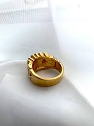 Vintage 18kt Gold HGE CZ Nugget Ring - Size 10 - Etsy