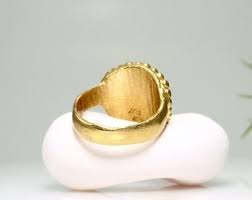 Oval Vintage Gold Ring Beaded Gold Ring Unique Minimalist Boho Ring Granulated Vintage Ring Statement Ring Gold Vermeil - Etsy