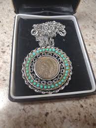 Vtg 1903 Indian Head Penny Turquoise Filigree Medallion ...