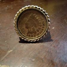 1902 Indian Head Penny Set In Gold Ring | eBay