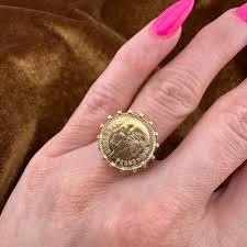 Vintage 18K Gold 1945 Mexican Dos y Medio Pesos Coin Ring Size 5.25 6.1g | eBay