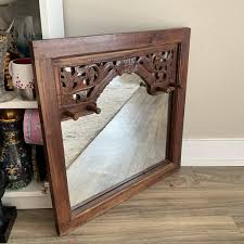 Early Vintage Wood Carved Framed Wall Mount Hallway Mirror ...