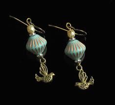 Brass Bird Earrings, Unique Nature Jewelry, Bird Charm Brass ...