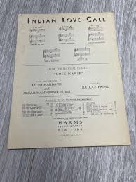 Indian Love Call Harms Incorporated Vintage Sheet Music ...