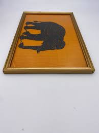 Vintage Framed Art Work Cutout Indian Elephant 12 x 9 Picture | eBay
