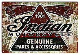 Vintage Style Metal Sign Indian Motorcycle Genuine Parts ...
