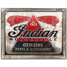 Vintage Indian Motorcycle Framed Metal Plaque, Bar Decor ...