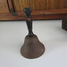 Rustic Rusted Metal Bell With Painted Wood Handle and Rope ...