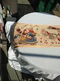 Vintage Antique Fabric Art Indian Suriya Goddess 17" x 46 ...