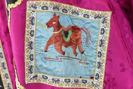 Antique 1910s/1920s Chinese Asian Pink Horse Fish Floral ...