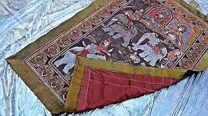 VINTAGE INDIA GILT WALL HANGING EMBROIDERY PANEL WITH A ...