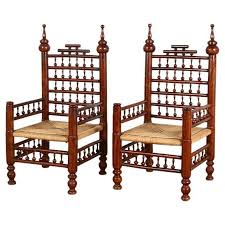 Pair of 19th Cen. French Spool-Turned Armchairs For Sale at 1stDibs