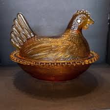 Vintage Indiana glass Hen on Nest Amber Covered Dish 7 x 6 x 5 | eBay