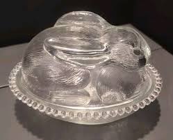 Vintage Indiana Glass Bunny Rabbit on a Nest Covered Candy ...